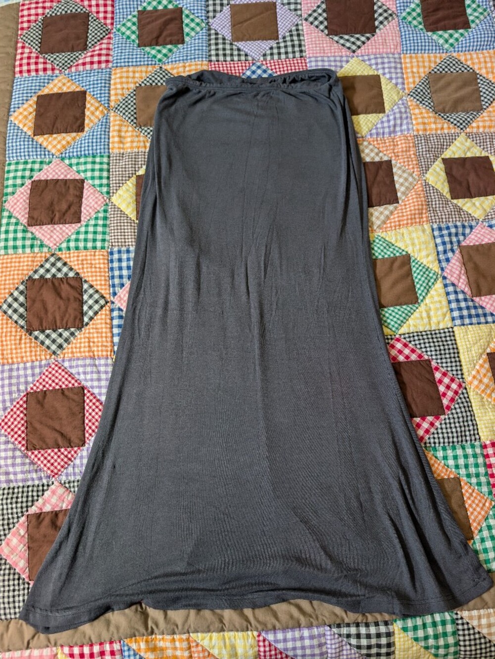 Womens OGL Charcoal Maxi Skirt, Ruched Back